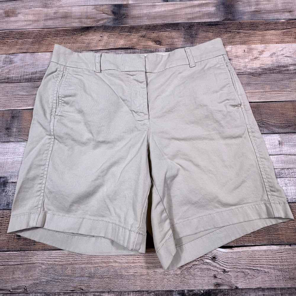 J.Crew Women's Shorts Chino Re-Imagined Tan Beige Size 8 Cotton Blend Stretch